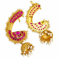 Royal Pink Jhumka Gold Plated Earcuff