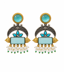 Celestia Aqua Pearl Danglers
