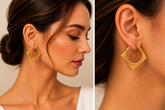 Regal Frame Gold Plated Statement Earrings