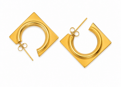 Regal Frame Gold Plated Statement Earrings
