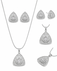 Celestia Silver Prism Pendant Set