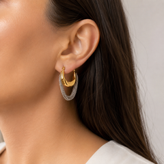 18K gold plated & Silver Layered Hoop Earrings