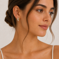 Golden Glow CZ 18K gold plated Hoop Earrings