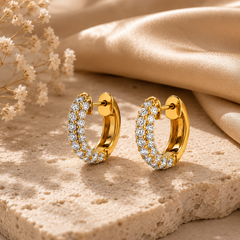 Golden Glow CZ 18K gold plated Hoop Earrings