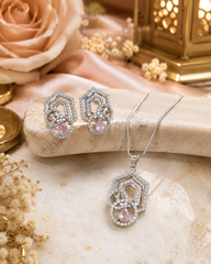 Royal Crystal Pendant Earrings Set
