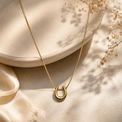 Gold Plated Minimal Horseshoe Pendant Necklace