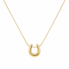 Gold Plated Minimal Horseshoe Pendant Necklace