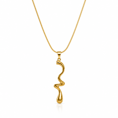 Gold Plated Abstract Wave Pendant Necklace