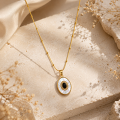 Gold Plated Elegant Pearl Oval Pendant Necklace