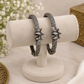 Antique Peacock Oxidised Openable Kada Bracelet for Women Traditional Ethnic Hinged Bangle