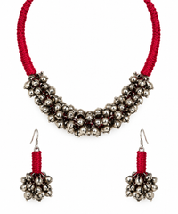 Handmade Oxidised Silver Tone Statement Jewellery with Matching Earrings