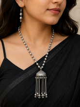 Oxidized Silver Jhumar Tassel Pendant Necklace & Earrings Set