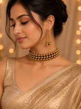 Golden Beaded Choker Necklace Set
