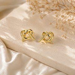 Gold Plated Minimalist Knot Stud Earrings for Women & Girls Modern Geometric Love Knot Earrings