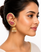 Royal Pink Jhumka Gold Plated Earcuff