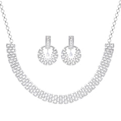 Dazzling cubic zirconia Rhodium plated necklace set
