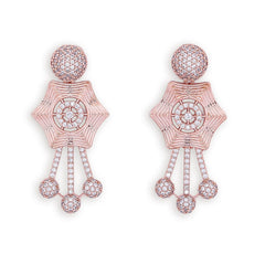 Floral Cubic zirconia Rose gold Necklace Set