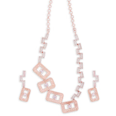 Contemporary American diamond rose gold necklace set