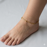 Golden Layered Bead Anklet