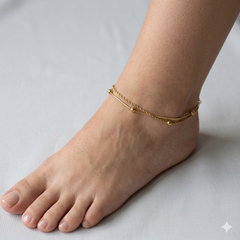 Golden Layered Bead Anklet