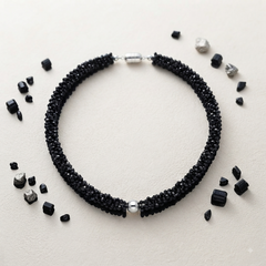 Black Crystal Beaded Necklace Cum Bracelet Set for Women Elegant Designer Jewellery Set for Party Wedding Festive Wear
