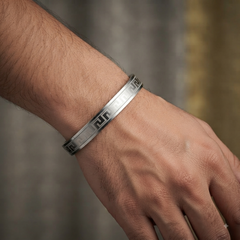 Silver Tone Greek Key Stainless Steel Kada