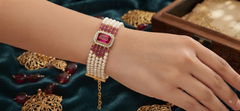 Pink Stone Multi-Strand Pearl Bracelet for Women