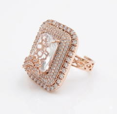 Crystal Glow Square Pink cubic zirconia Rose gold Plated Ring