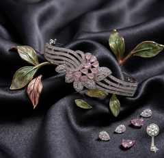 Pink Sparkle American Diamond Rhodium Plated Kada