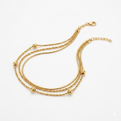 Golden Layered Bead Anklet