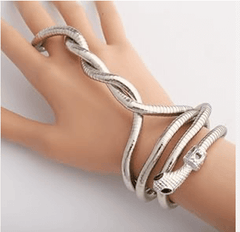 Designer Silver Snake Chain Necklace with Bracelet
