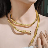 Designer Golden Snake Chain Necklace with Bracelet
