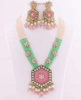 Rajwada Rose - Gold plated long necklace set