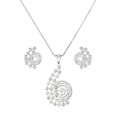 Fancy Rhodium plated pendent set