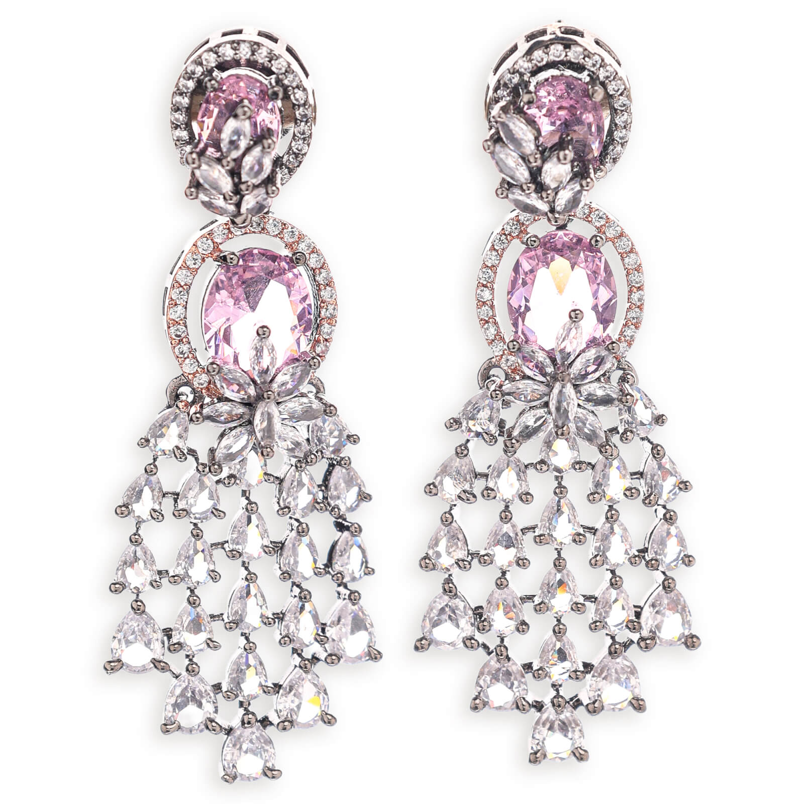 Contemporary American Diamond Pink Necklace set
