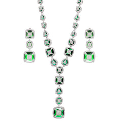 Contemporary American diamond green necklace set