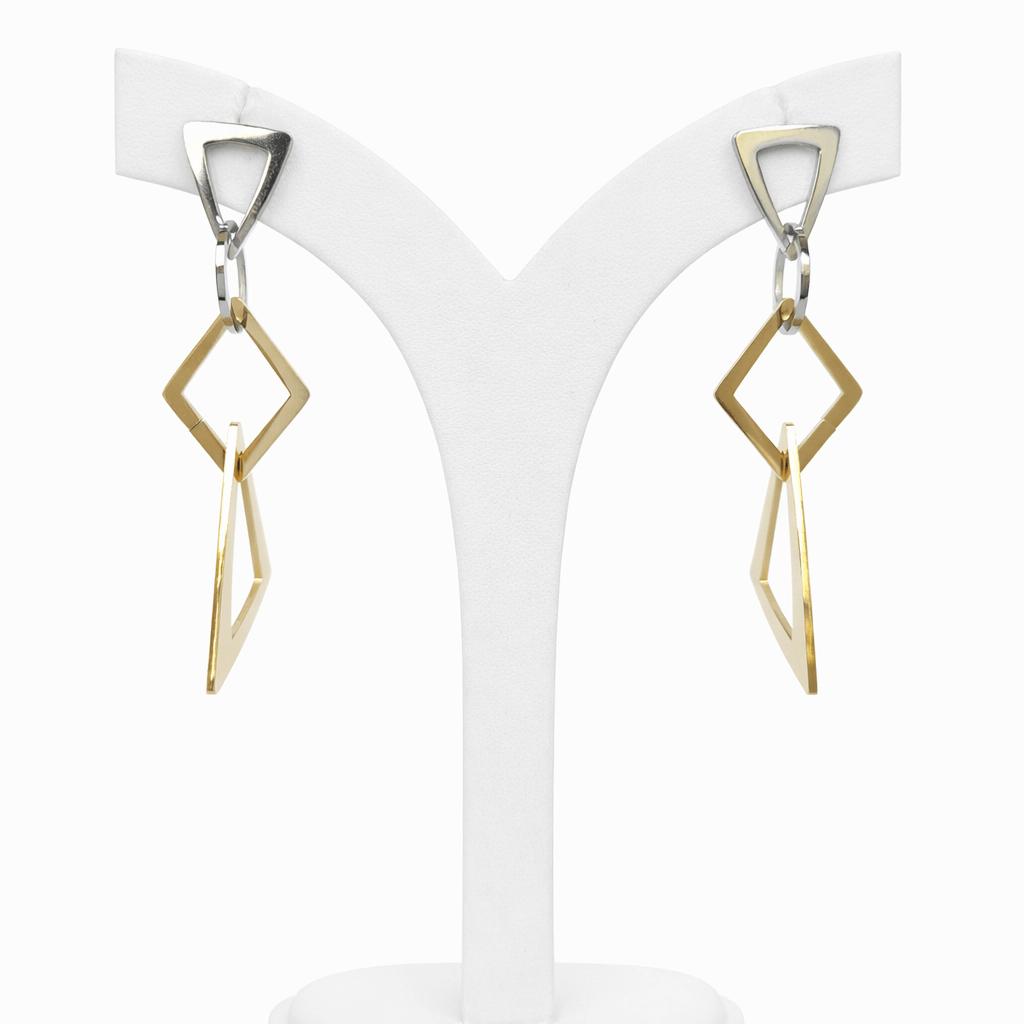 Vera Dual-Tone Gometric Drop Earrings