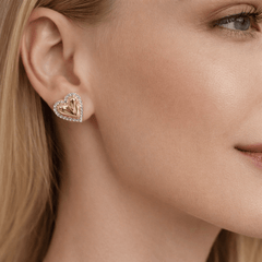 Royal Heart Rose Gold Plated Stud Earrings