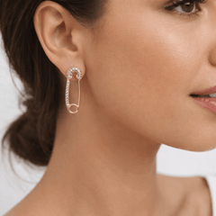 Minimal Rose Gold-Plated Safety Pin Stud Earrings