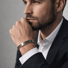 Royal Fusion Gold Plated & Black thread Openable Men's Kada
