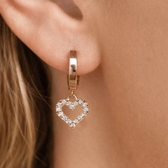 Forever Heart Drop Hoop 18K Gold Plated Earrings