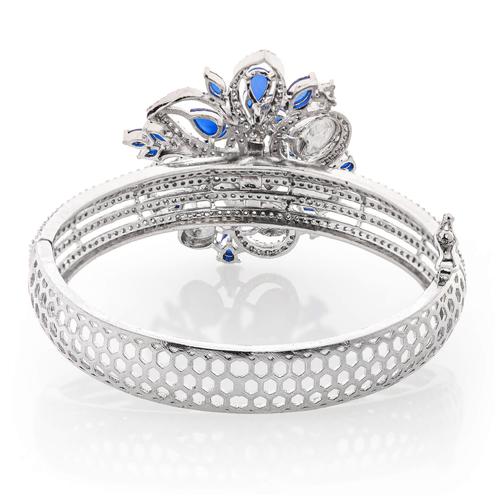 Antique flower shape Rhodium Plated  kada