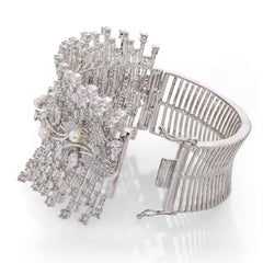 Classic Rhodium plated American diamond kada