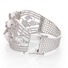Royal Pearl American Diamond Rhodium Plated  open able Kada