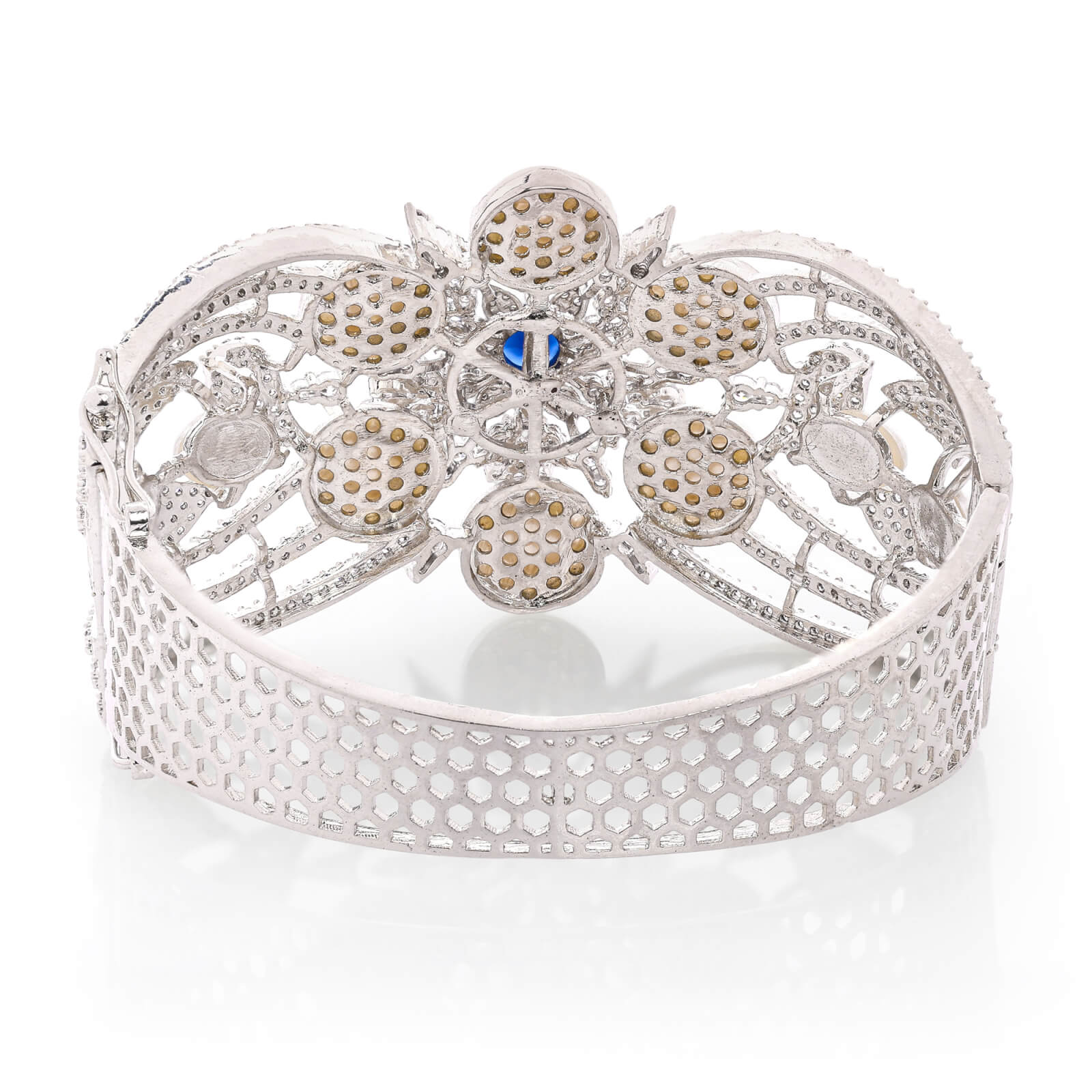 Royal Pearl American Diamond Rhodium Plated  open able Kada