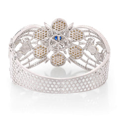 Royal Pearl American Diamond Rhodium Plated  open able Kada