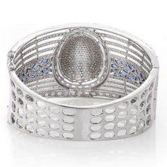 Royal American Diamond Rhodium Plated open able Kada