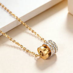 18K gold plated Elegant Crystal Circle Necklace