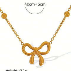 18K gold plated Cute Bow Necklace & Stud Set