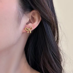 18K gold plated Cute Bow Necklace & Stud Set